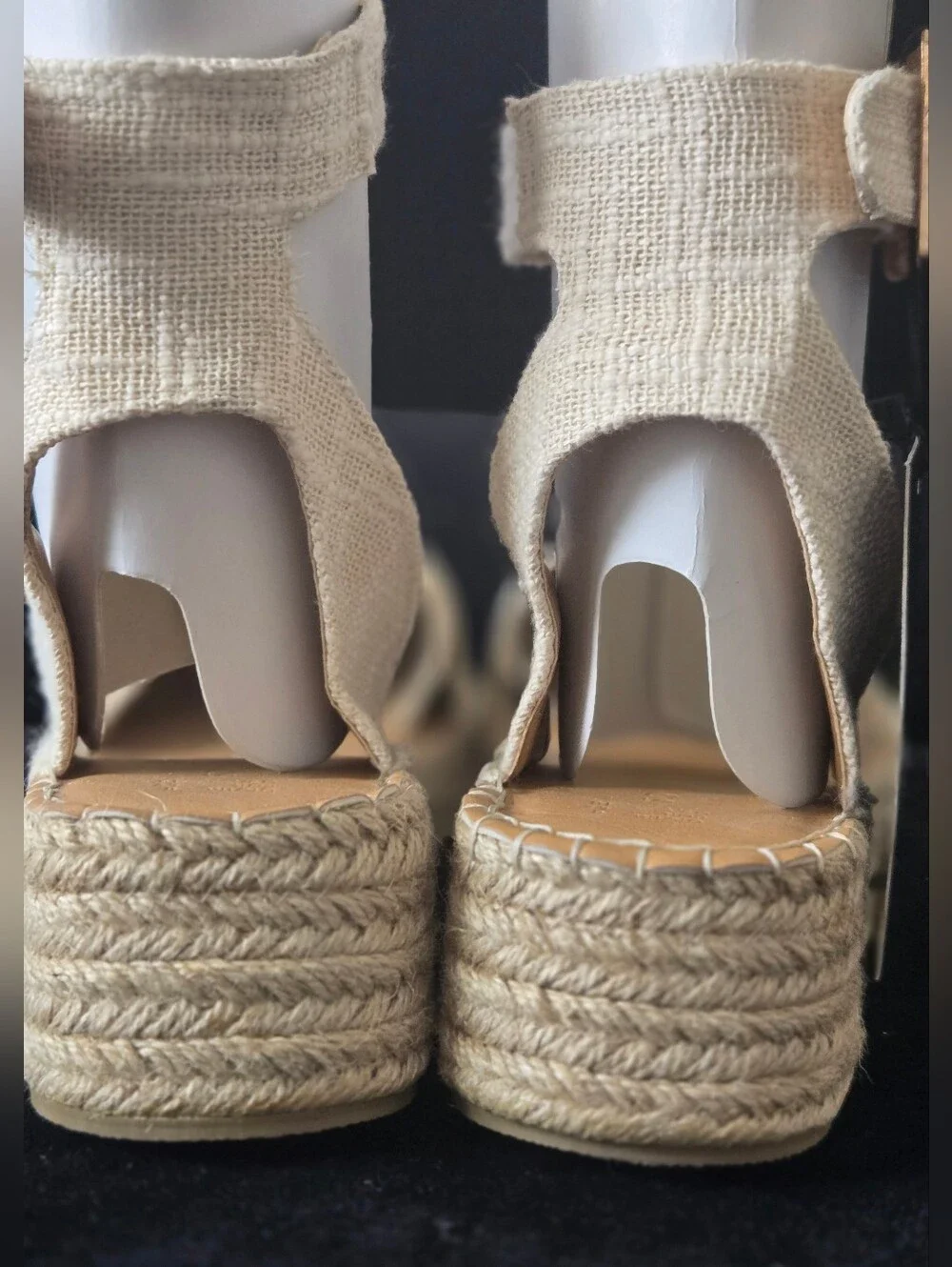Women's Cream Ankle-Strap Espadrille Platform Sandals